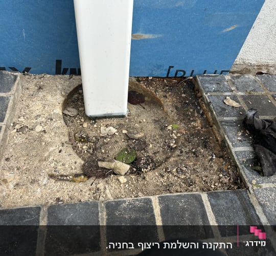עבודת ריצוף עם אריחים וכלי עבודה